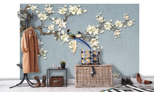 ФОТОПАННО DIVINO DECOR ВЕТВИ С БЕЛЫМИ ЦВЕТАМИ T-050 300х270