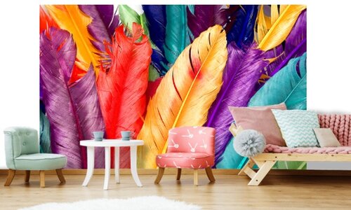 ФОТОПАННО DIVINO DECOR РАЗНОЦВЕТНЫЕ ПЕРЬЯ T-200 300х270